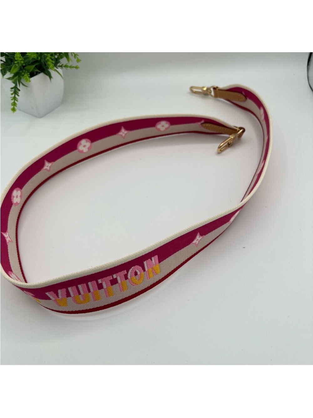 Louis Vuitton Jacquard Speedy Bandouliere 20 Shoulder Strap Fuchsia 💯 Authentic - Picture 8 of 11